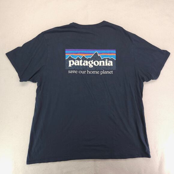 Patagonia Regular Fit Short Sleeve Crew Neck T-Shirt Mens Size 2XL Navy Blue - Picture 9 of 9